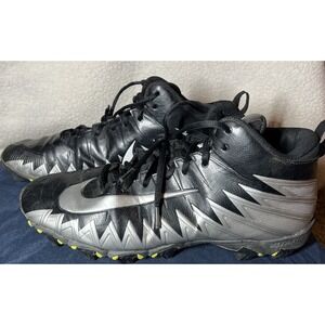 Nike Alpha Menace Shark Football Cleats 878122-001 Black White Silver Mens 12